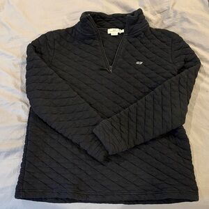 Vineyard Vines Women's Black Quilted Half-Zip Sweatshirt